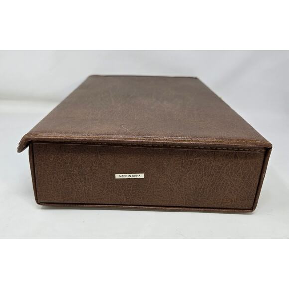 Cassette Tape Storage Carrying Case Brown Vinyl Holds 30 Handle 14.5" x 9" - Picture 10 of 15